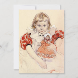 Ein junges Mädchen mit einer Puppe von Carl Larsso Feiertagskarte