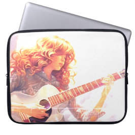 Ein junges Mädchen spielt Gitarre auf einer Elektr Laptopschutzhülle