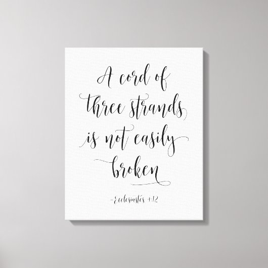 Ein Kabel mit drei Stränden, ecclesiastes 4:12 Leinwanddruck (Vorderseite)