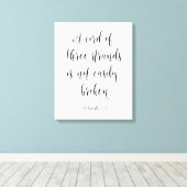 Ein Kabel mit drei Stränden, ecclesiastes 4:12 Leinwanddruck (Insitu (Holzboden))