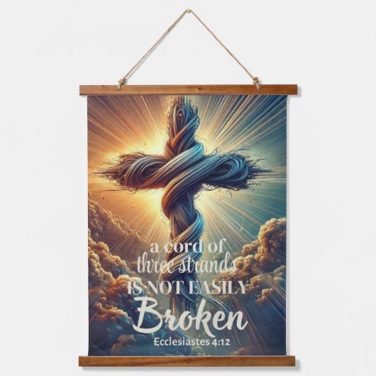 "Ein Kabel mit drei Strängen" Ecclesiastes 4:12 Wandteppich Mit Holzrahmen (Vorderseite)