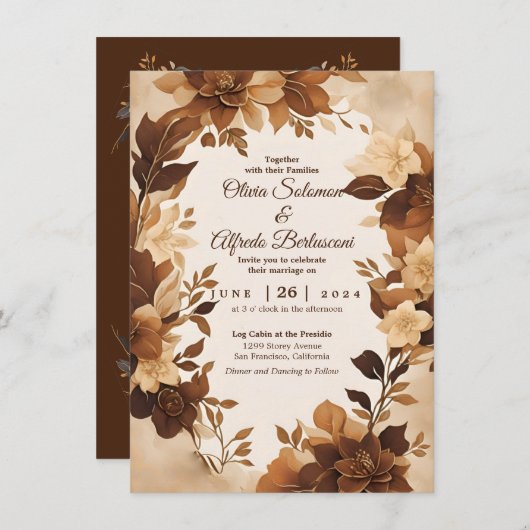 Ein Kaffee & Creme Herbst Blumenkonzert Einladung (Vorne/Hinten)