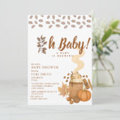 Ein Kaffee Kürbis Herbst Brauen Babydusche Einladung (Stehend Vorderseite)