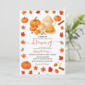 Ein Kaffee Kürbis Herbst Brauen Babydusche Einladung (Stehend Vorderseite)