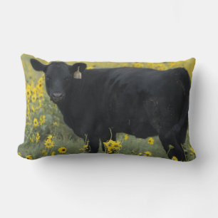 Ein Kalb zwischen den Sonnenblumen von Nebraska Lendenkissen
