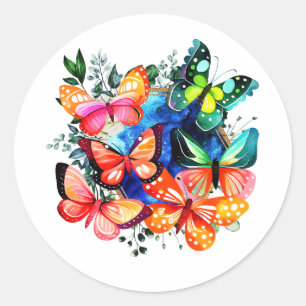 Ein Kaleidoskop von Schmetterlingen Runder Aufkleber