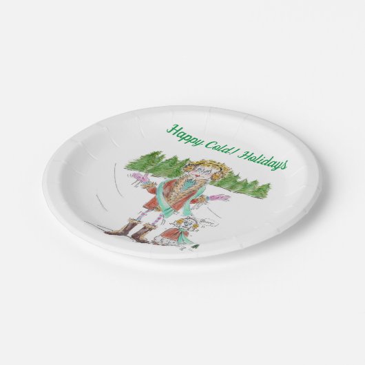 Ein kalter Minnesota Weihnachten für Babys und Bla Pappteller (Schrägansicht)