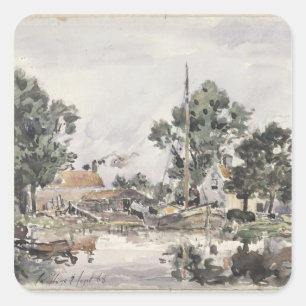 Ein Kanal in Den Haag, 1868 Quadratischer Aufkleber
