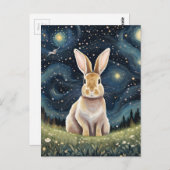 Ein Kaninchen in der Sternennacht Postkarte (Vorne/Hinten)