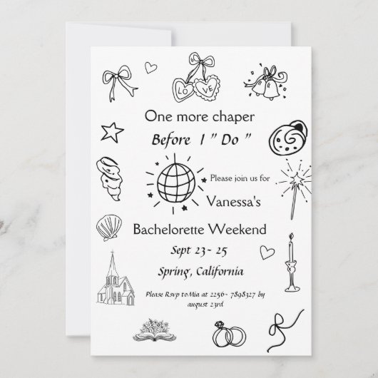 Ein Kapitel vor dem Kapellbuch Bachelorette Einladung (Vorderseite)