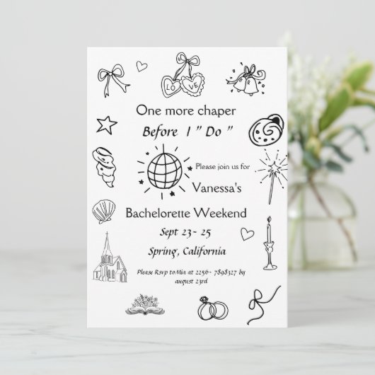 Ein Kapitel vor dem Kapellbuch Bachelorette Einladung (Stehend Vorderseite)