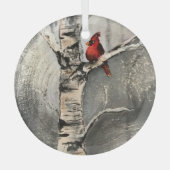 Ein Kardinal im Winter Ornament Aus Glas (Vorderseite)