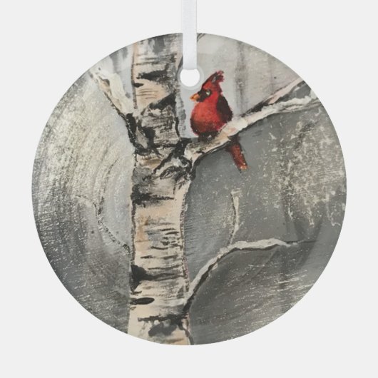 Ein Kardinal im Winter Ornament Aus Glas (Vorderseite)