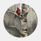 Ein Kardinal im Winter Ornament Aus Glas (Rückseite)