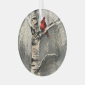 Ein Kardinal im Winter Ornament Aus Glas (Vorderseite links)