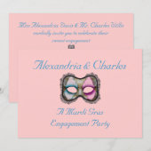 "Ein Karneval-Verlobungs-Party-" blaue/rosa Maske Einladung (Vorne/Hinten)