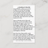 Ein katholisches Hochzeitgebet Gefallen der Heilig Visitenkarte (Rückseite)