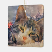 Ein Kätzchen Weihnachten Keramikornament (Links)