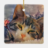 Ein Kätzchen Weihnachten Keramikornament (Rückseite)