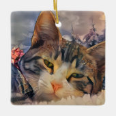 Ein Kätzchen Weihnachten Keramikornament (Vorderseite)