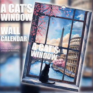 Ein Katzen-Fenster-Kalender – Eine schwarze Katze  Kalender