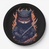 ein Katzenkrieger mit einem Schwert in der Hand Pappteller (Vorderseite)