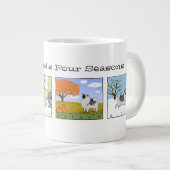 Ein Keeshond genießt die vier Jahreszeiten - Spaß Jumbo-Tasse (Vorderseite Rechts)