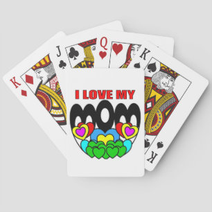 Ein Kind, das seine Mutter Liebe Spielkarten