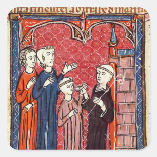 Ein Kind geholt zu einem Kloster von seinen Eltern Quadratischer Aufkleber