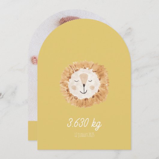 Ein Kind Löwe Einladung (Vorne/Hinten)