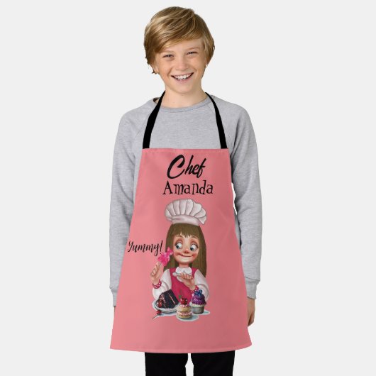 Ein Kind rosa Schürze (Getragen)