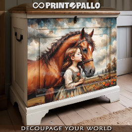 Ein Kind und ihr Pferd: eine Liebe Seidenpapier