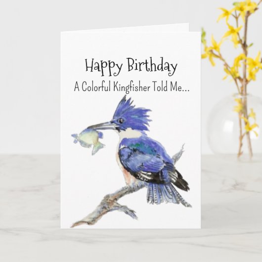 Ein Kingfischarality Birthday Fun Bird Karte (Gelbe Blume)