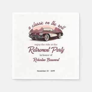 Ein Klassiker auf dem Weg - Retro-Auto-Ruhestandsp Serviette