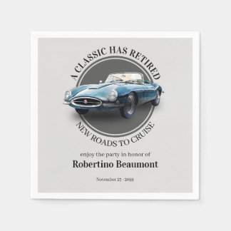 Ein Klassiker ist in Rente gegangen Blaue Auto-Ren Serviette