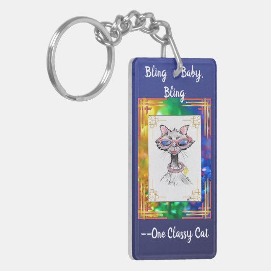 Ein klassischer Cat Funny Bling Cat Schlüsselanhän Schlüsselanhänger (Vorderseite links)