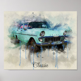 Ein klassisches altes, blass-blaues Poster