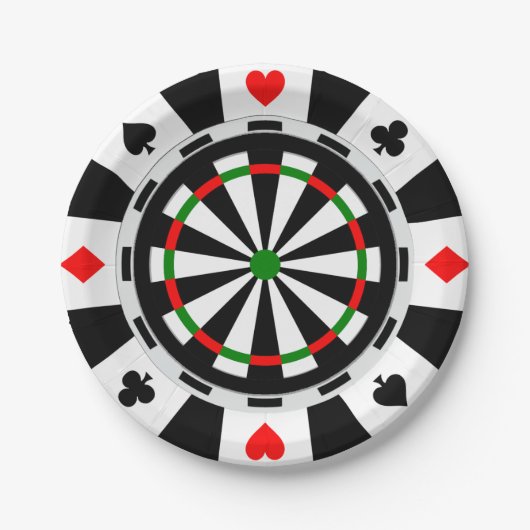 Ein klassisches Spiel im Darts Poker Chip Style Pappteller (Vorderseite)