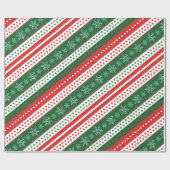 Ein klassisches Weihnachtsmuster Streifen Schneefl Geschenkpapier (Flach)