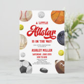 Ein kleiner Allstar ist unterwegs! Sporthinderdusc Einladung (Stehend Vorderseite)