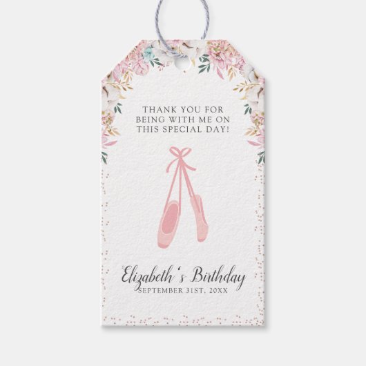 Ein kleiner Ballerina Danke Geschenkanhänger (Vorderseite)