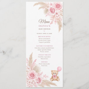 Ein kleiner Bär Rosa Teddybär Baby Shower Menükarte