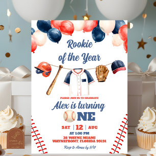 Ein kleiner Baseball-Schläger 1. Geburtstag Einladung