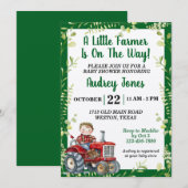 Ein kleiner Bauer ist auf dem Weg zur Babydusche Einladung (Vorne/Hinten)