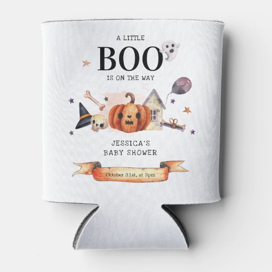 Ein kleiner Boo auf der Halloween-Kinderdusche Dosenkühler (Vorderseite)