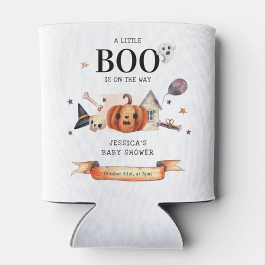 Ein kleiner Boo auf der Halloween-Kinderdusche Dosenkühler (Rückseite)