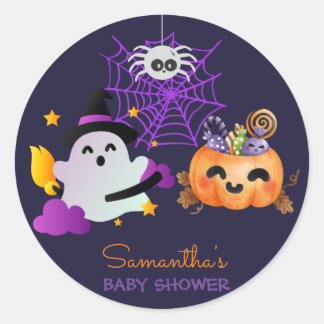 Ein kleiner Boo Custom Halloween Baby Showaufklebe Runder Aufkleber