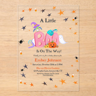 Ein kleiner Boo-Geist, Eule Halloween-Baby-Party Acryleinladungen