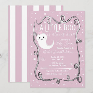 Ein kleiner Boo-Geist Rosa Halloween-Baby-Shower Einladung
