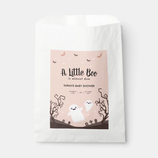 Ein kleiner Boo ist fast das passende Baby Duschko Geschenktütchen (Vorderseite)